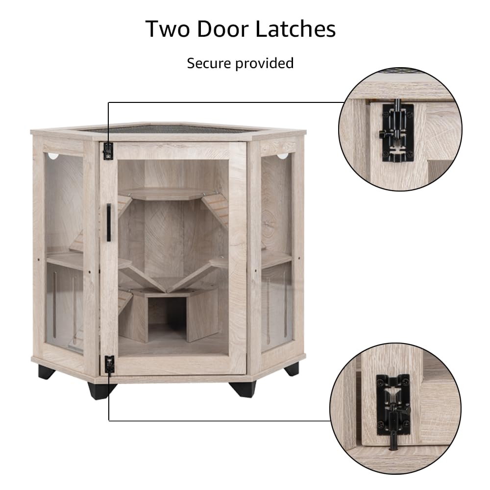 Unipaws corner-furniture-style cage doubles as décor-friendly furniture