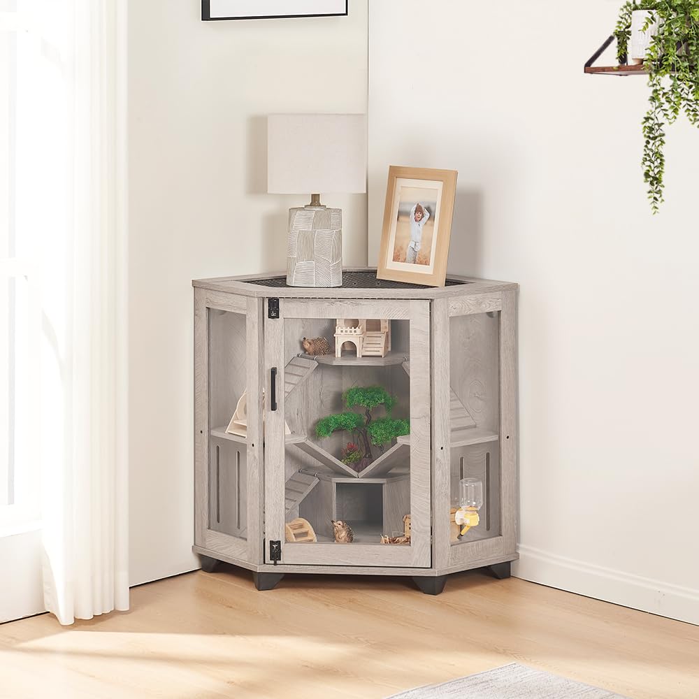 Unipaws hedgehog cage clear acrylic doors provide easy supervision during playtime