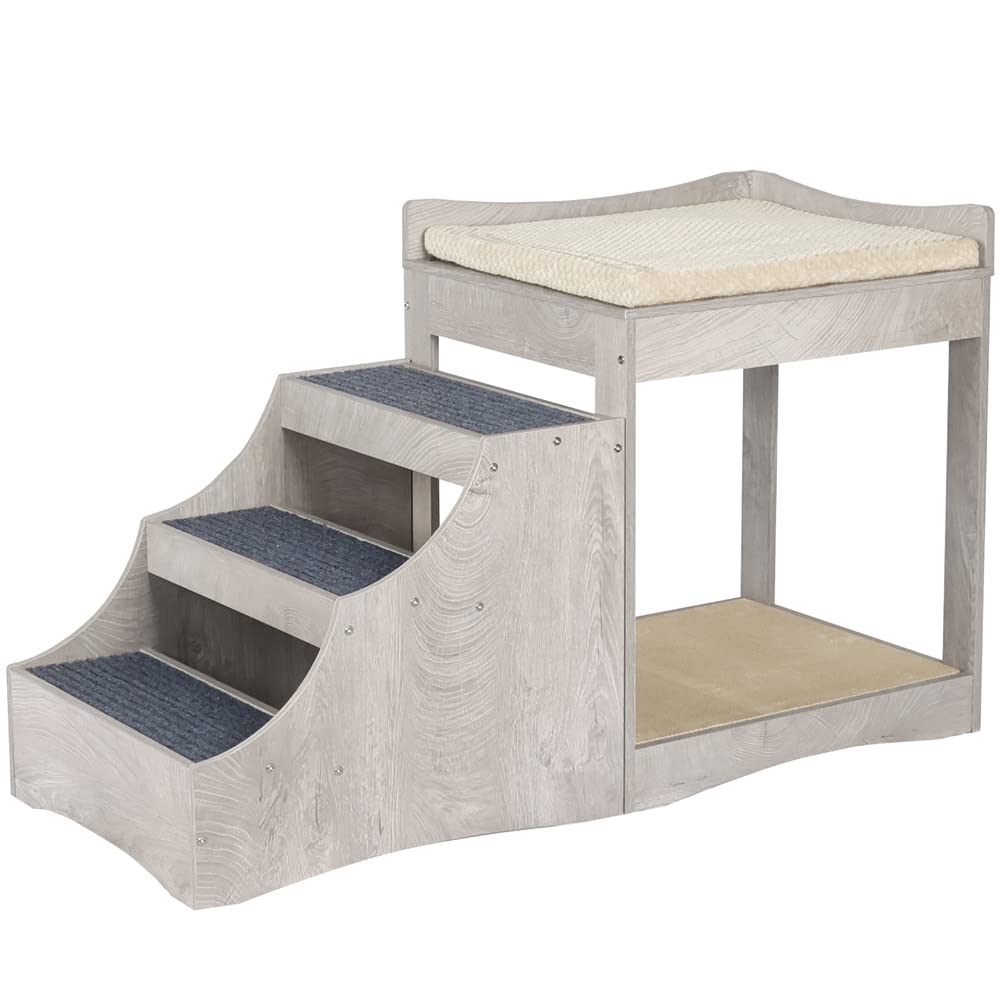 Unipaws pet bunk bed top space provides a cozy dog sleep with view