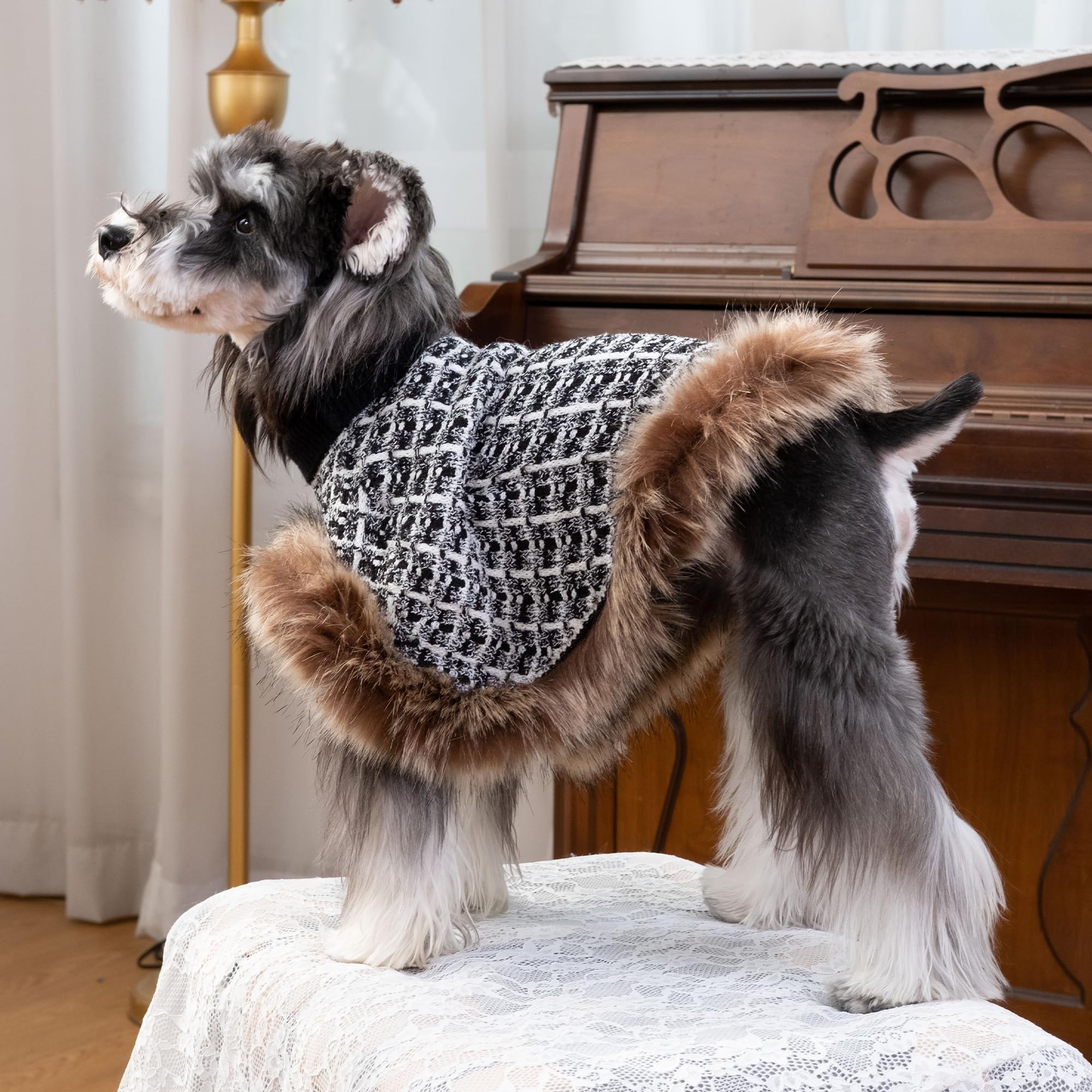 UNIPUP dog sweater cloak close-up knit reveals durable boucle texture