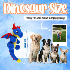 UNIQUBOX Original Blue Dinosaur toy crinkle zones at horns for sensory fun