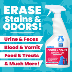 Unique Ready-To-Use Spray 24oz label highlights convenient pet mess cleanup.