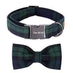 Unique Style Paws Christmas collar bow closeup highlights soft cotton weave and durable hardware.