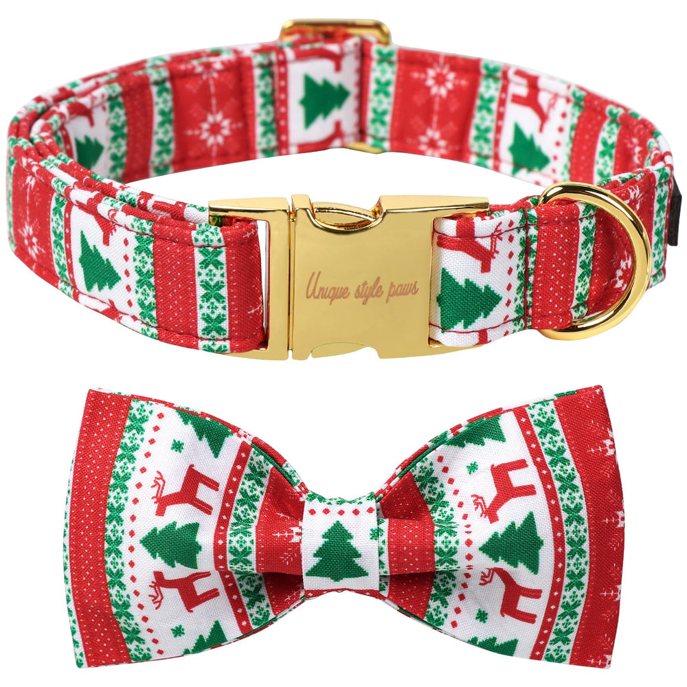 Unique Style Paws Christmas Day dog collar with bow on dog highlights festive holiday look