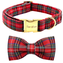 Unique Style Paws Christmas dog collar bow 1 shows festive look with soft cotton comfort.
