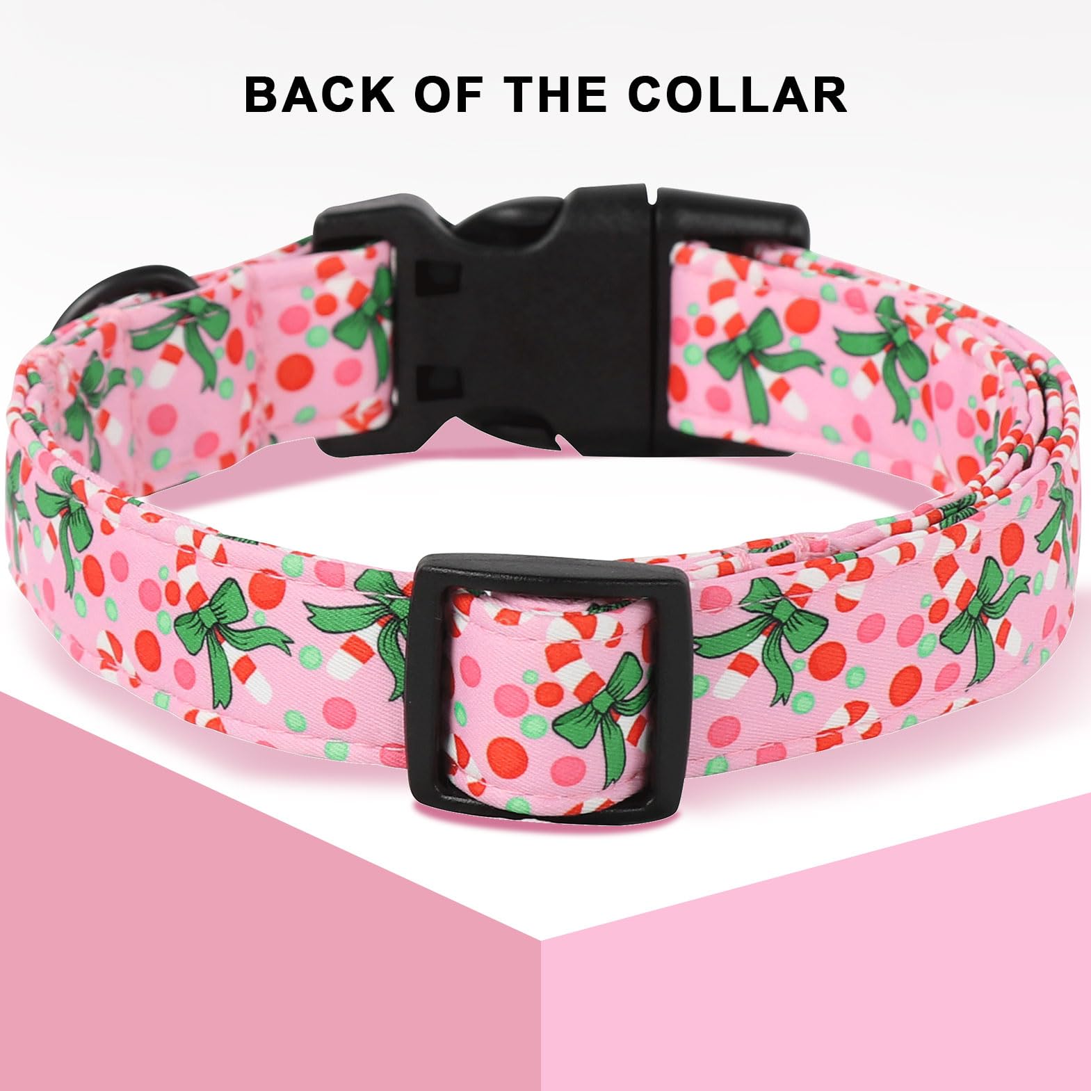 Unique Style Paws Christmas Collar candy cane pattern highlights festive design for photos.