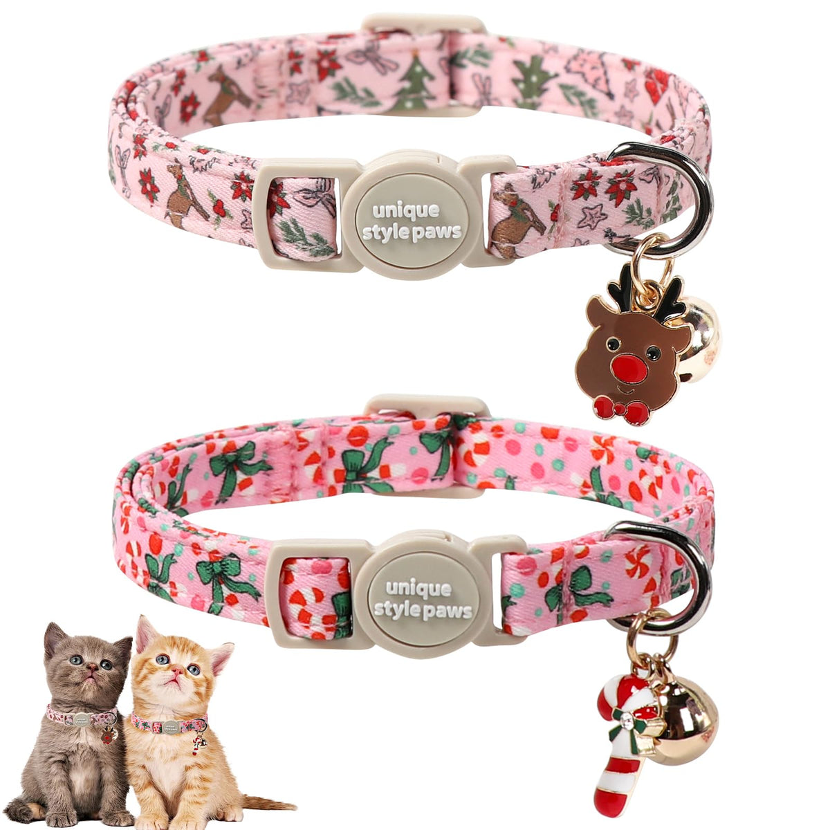 Unique Style Paws Christmas kitten collar pattern for holiday photos.