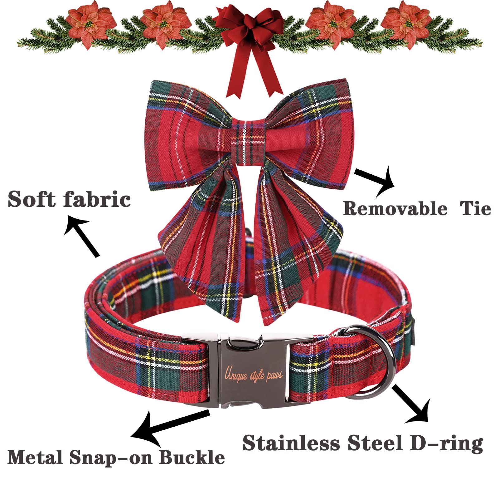 Unique style paws collar con ajuste de talla, perfecto para perros en crecimiento.