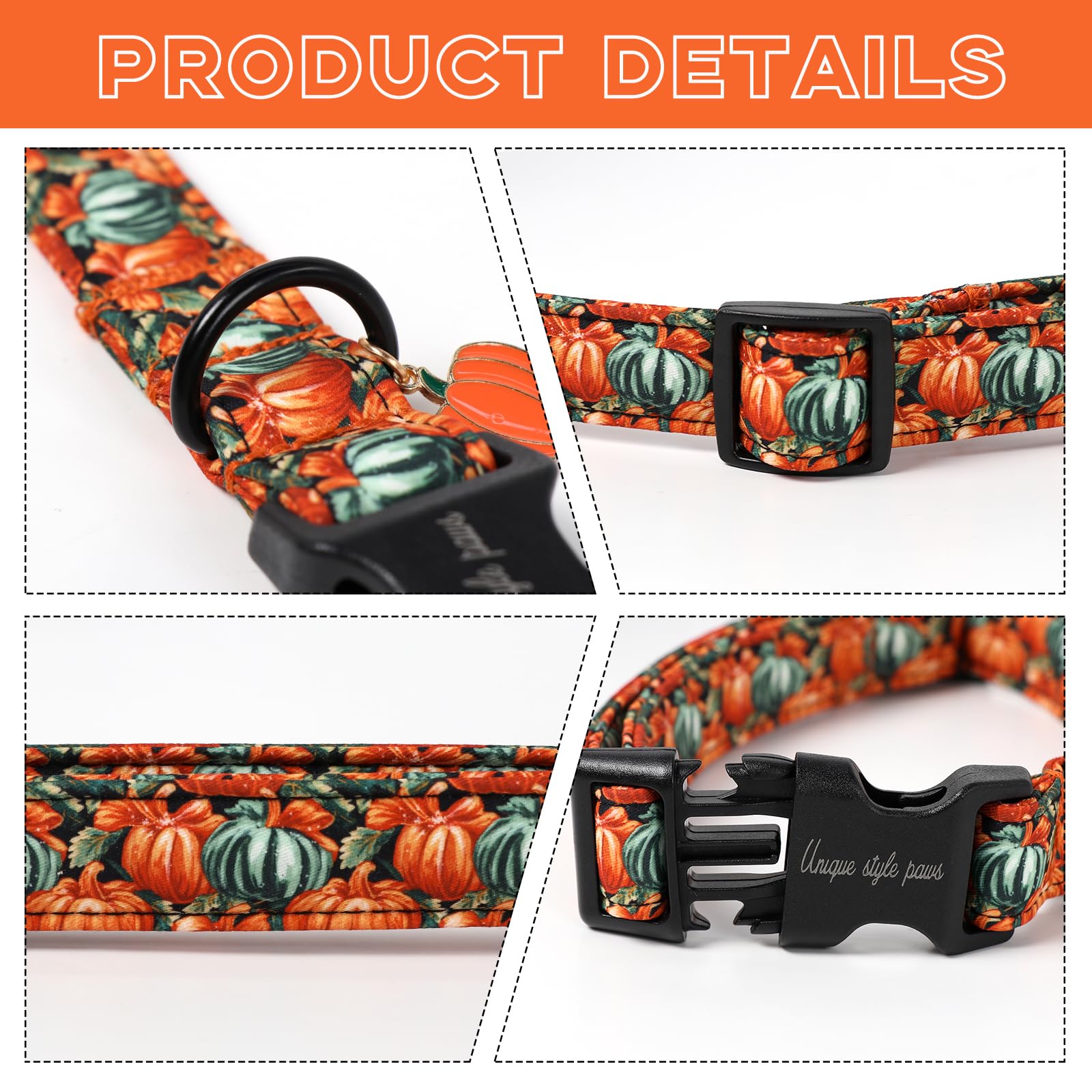 Unique Style Paws oil painting pumpkin pattern collar adds seasonal flair
