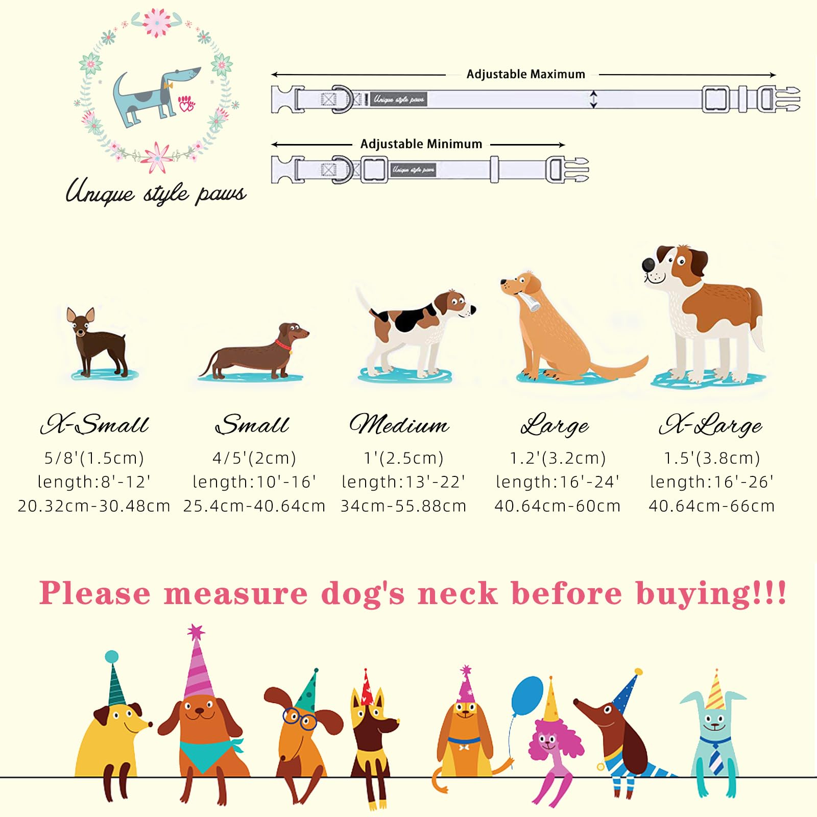 Unique Style Paws five-size range ensures proper fit as dogs grow