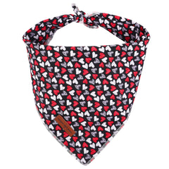 Unique Style Paws valentines day dog bandana black red on a dog for festive photos.