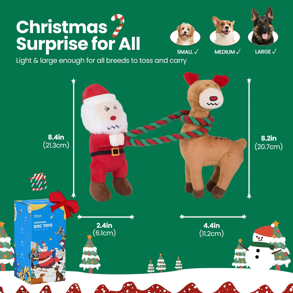 UNISE machine-washable plush dog toy for easy cleanup after festive fun.