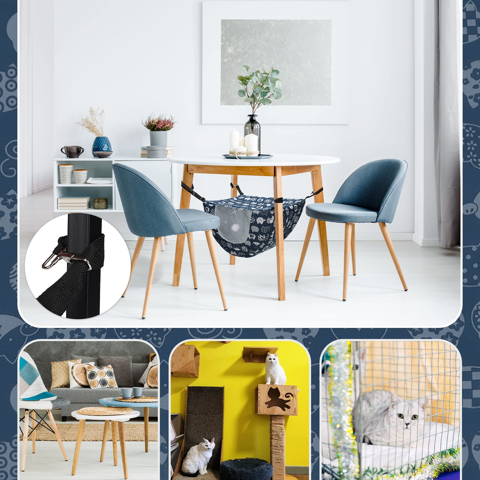 Unittype cat hammock easy to install in cages or under chairs for space-saving setup.