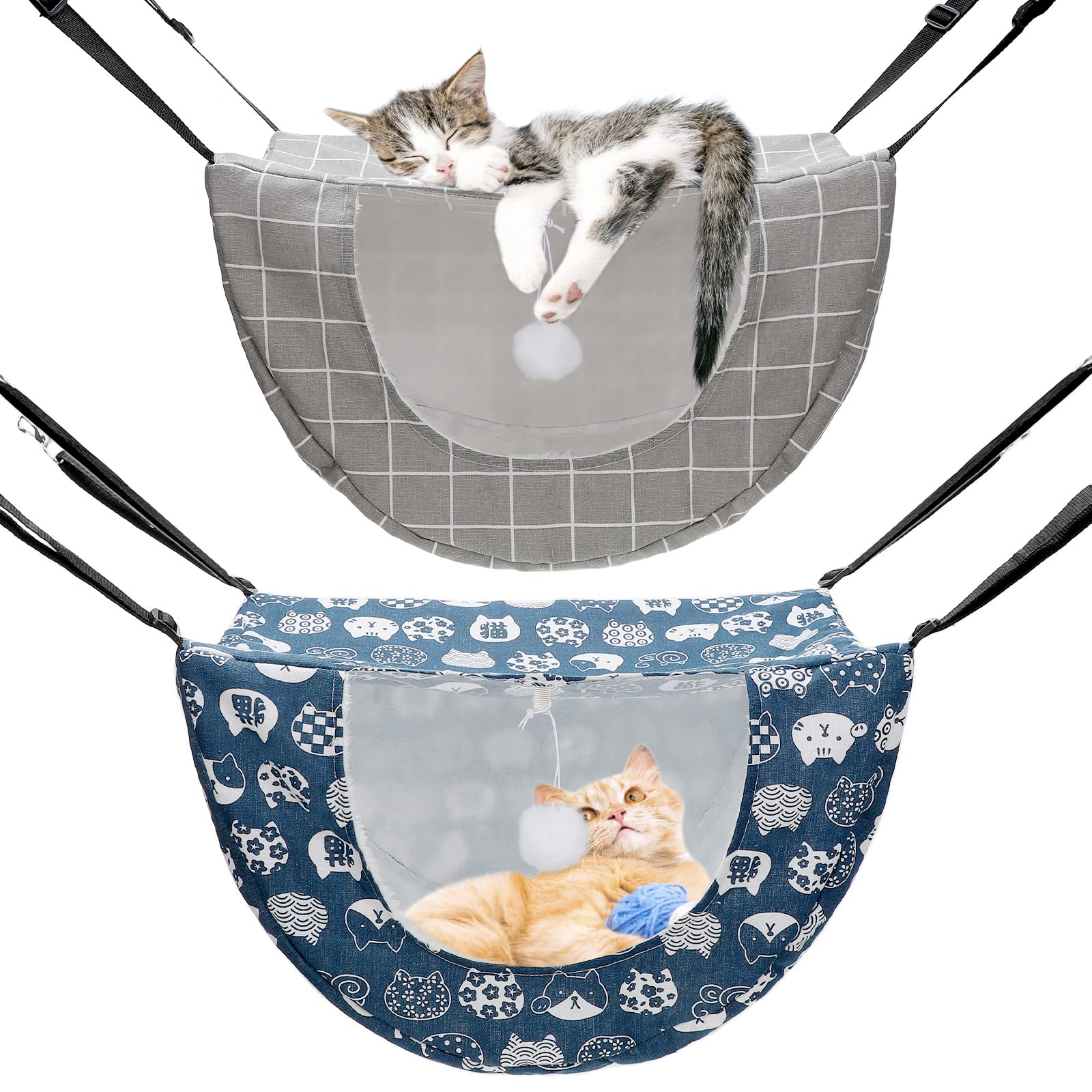 Unittype hanging cat hammock plaid style 1 offers cozy resting space for indoor cats.