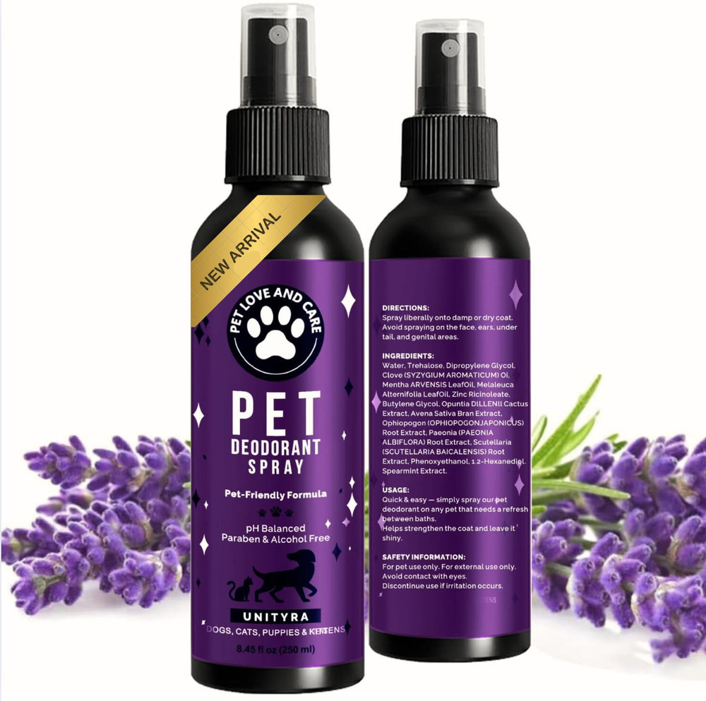 UNITYRA pet odor eliminator spray lavender bottle for quick surface deodorizing