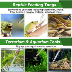 Unlumm reptile feeding tongs in use help avoid bites while feeding.