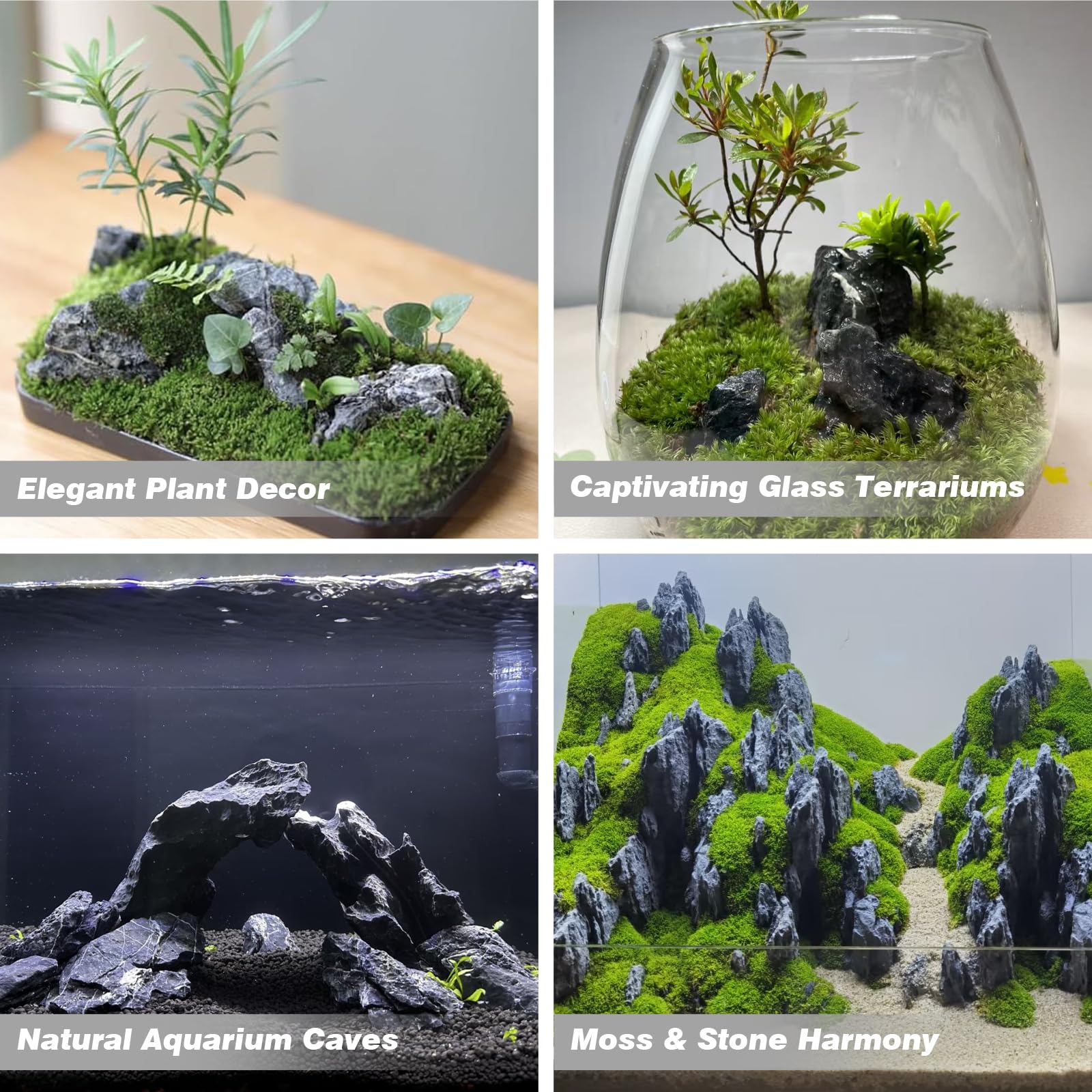 Unocho Seiryu Rock plant adhesion enables lush greens in tanks.