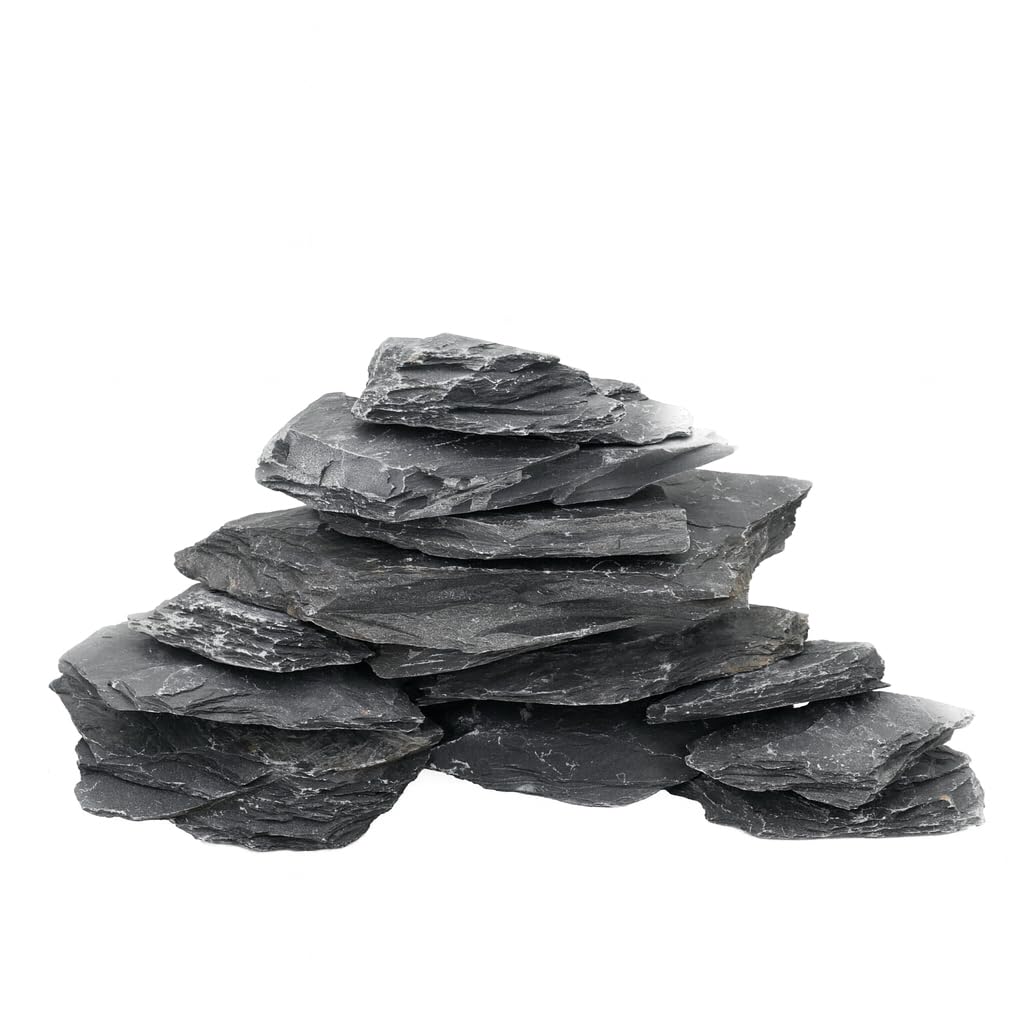 Unocho slate basking platform closeup shows textured layers for natural terrarium aesthetics.