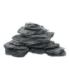 Unocho slate basking platform closeup shows textured layers for natural terrarium aesthetics.