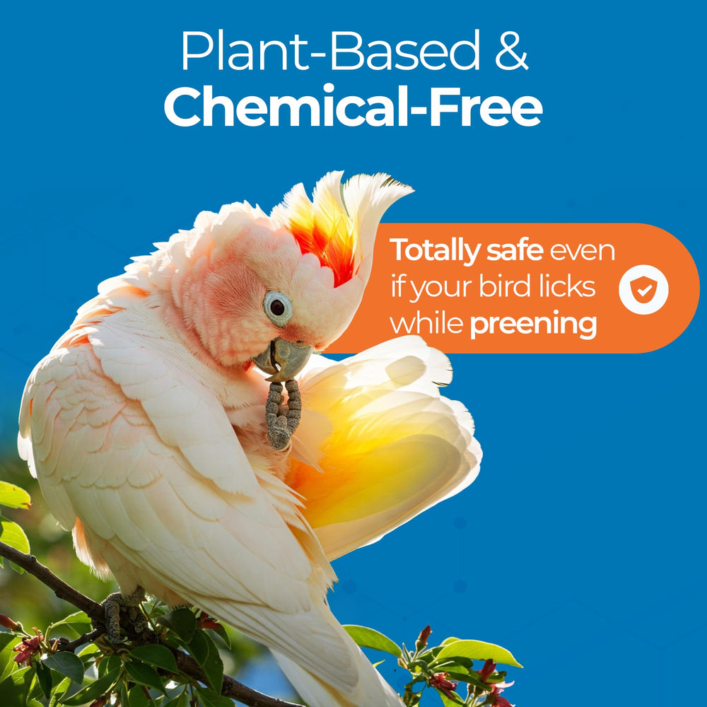 UnRuffledRx Aloe Vera plant-based formula providing natural hydration for plumage.