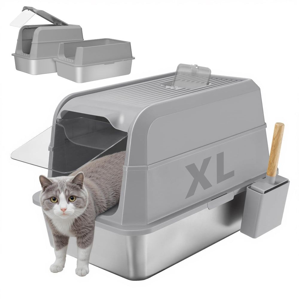 UNZIPE stainless steel litter box lid view for privacy and easy access.