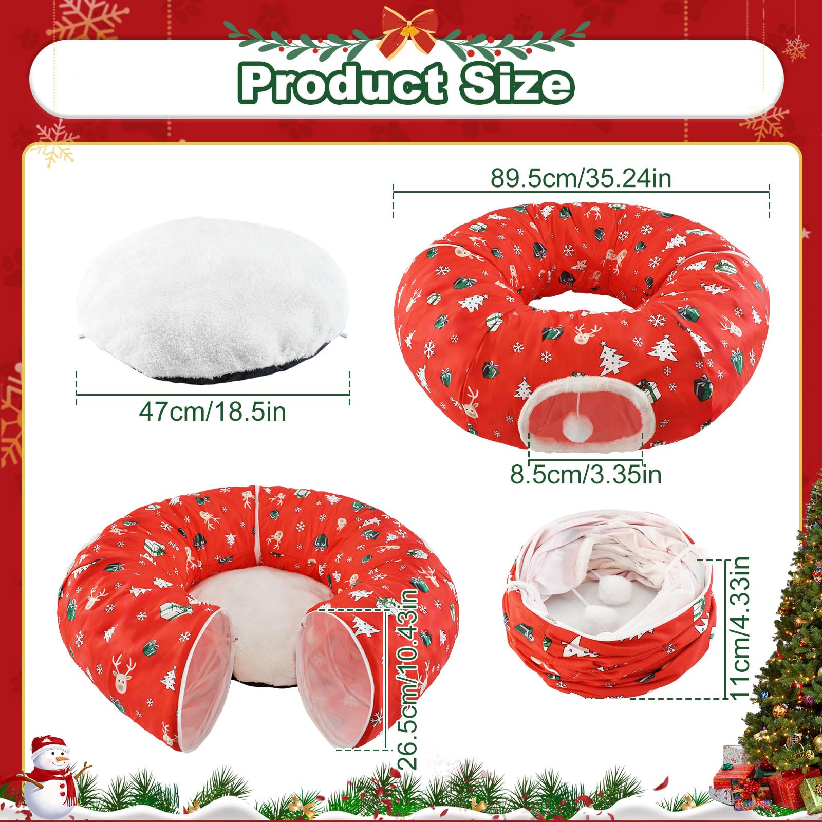 Uoiispet cat tunnel plush ball enhances interactive play.