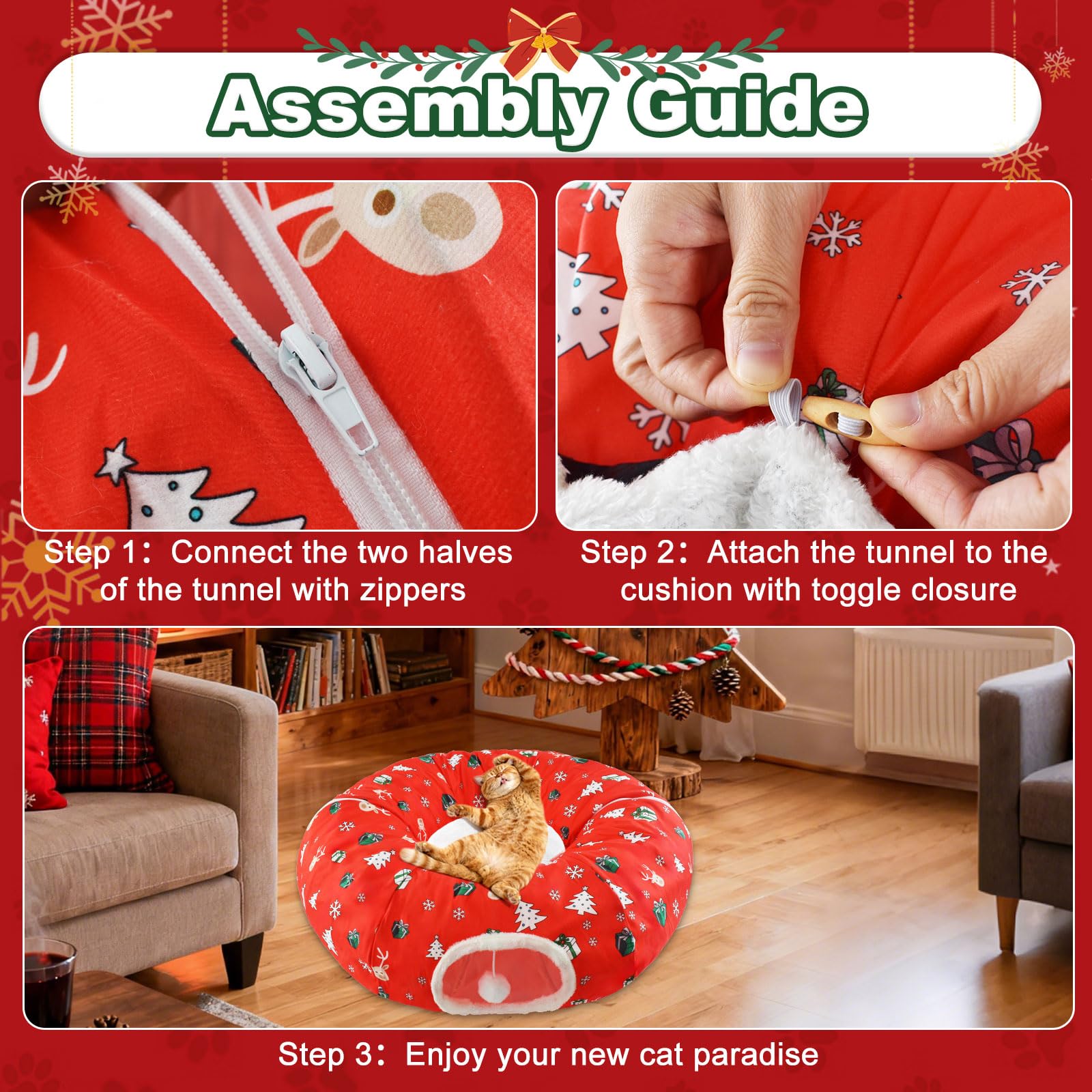 Uoiispet tunnel material closeup shows durable fabric and soft lining.