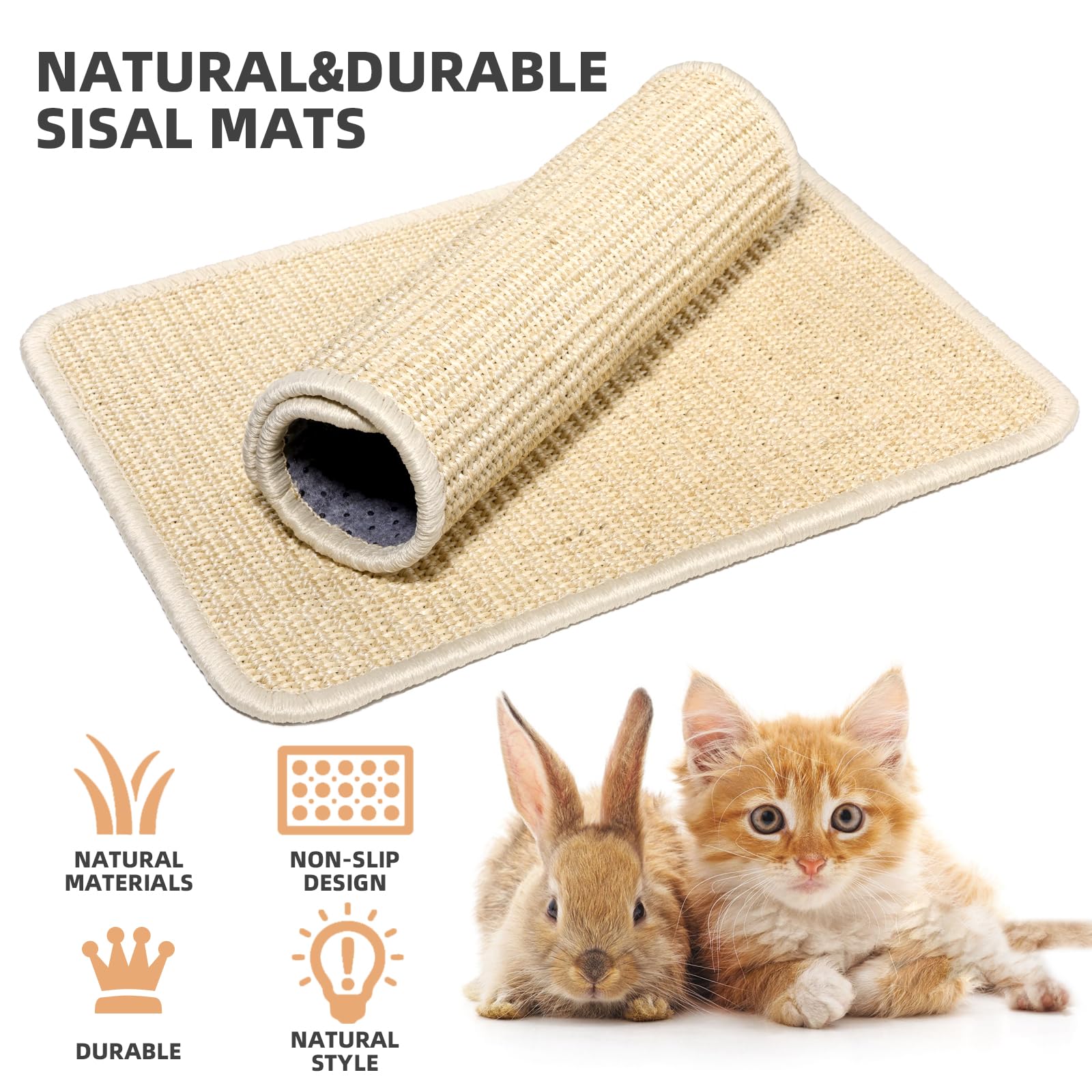 Uotey beige scratch mat for indoor floors and couches.