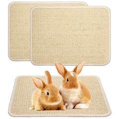 Uotey rabbit scratcher mat beige 2-piece set protects furniture.