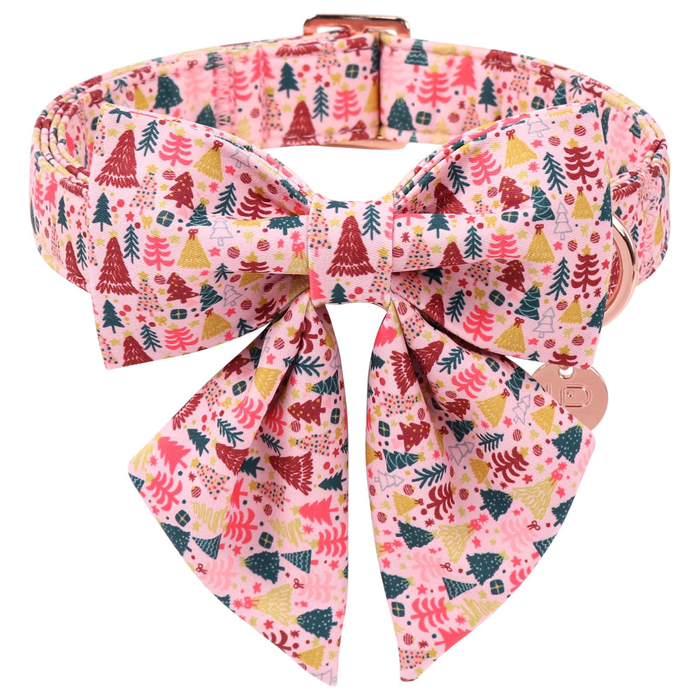 UP URARA PUP Christmas collar with bow closeup, ideal for festive holiday photo moments