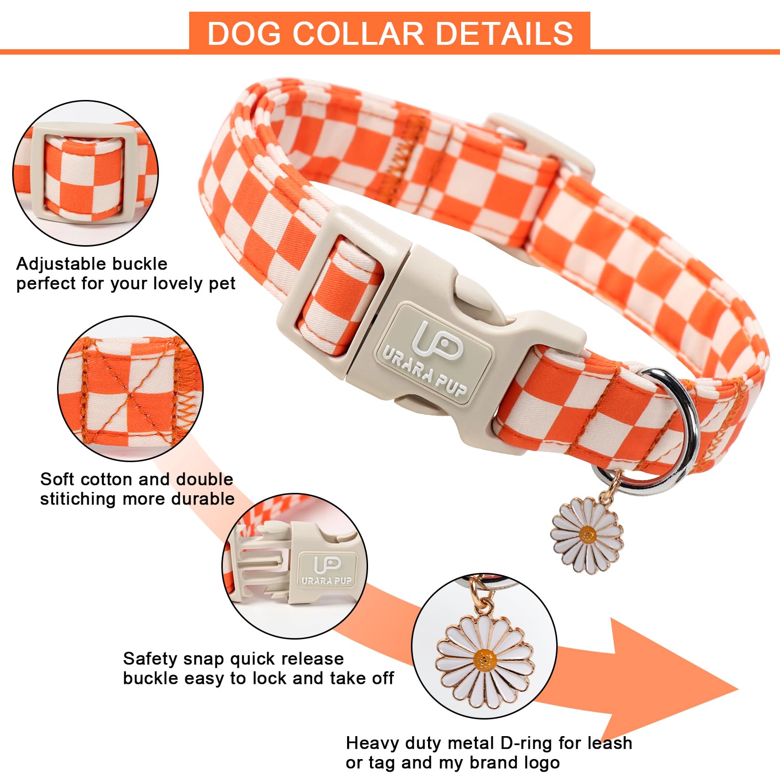 UP URARA PUP daisy charm collar adds playful charm for photos