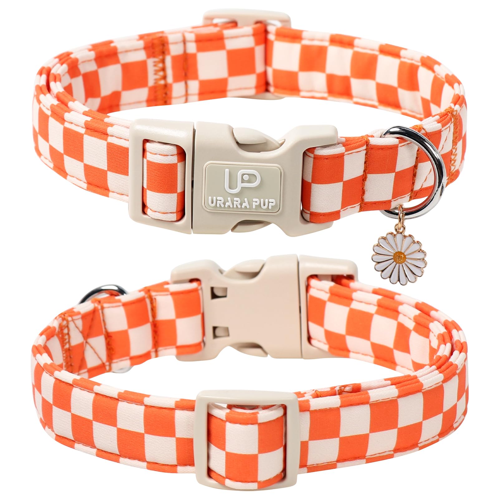 UP URARA PUP orange picnic pattern collar for stylish seasonal photos