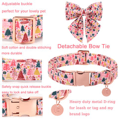 UP URARA PUP pink Christmas-tree pattern collar, a cute option for winter walks