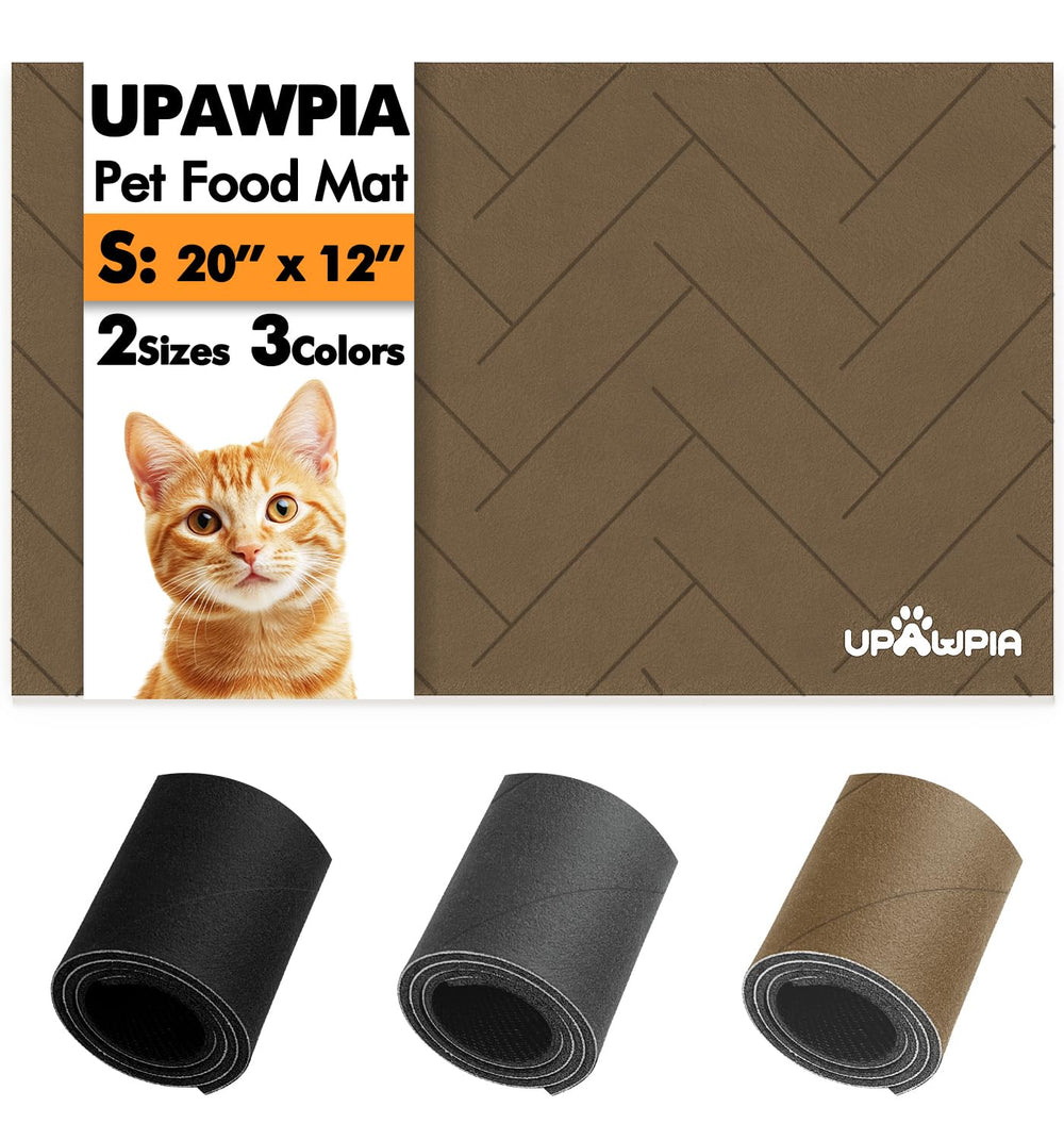 UPAWPIA pet food mat absorbent 12x20 top view reduces spills and keeps floors dry.