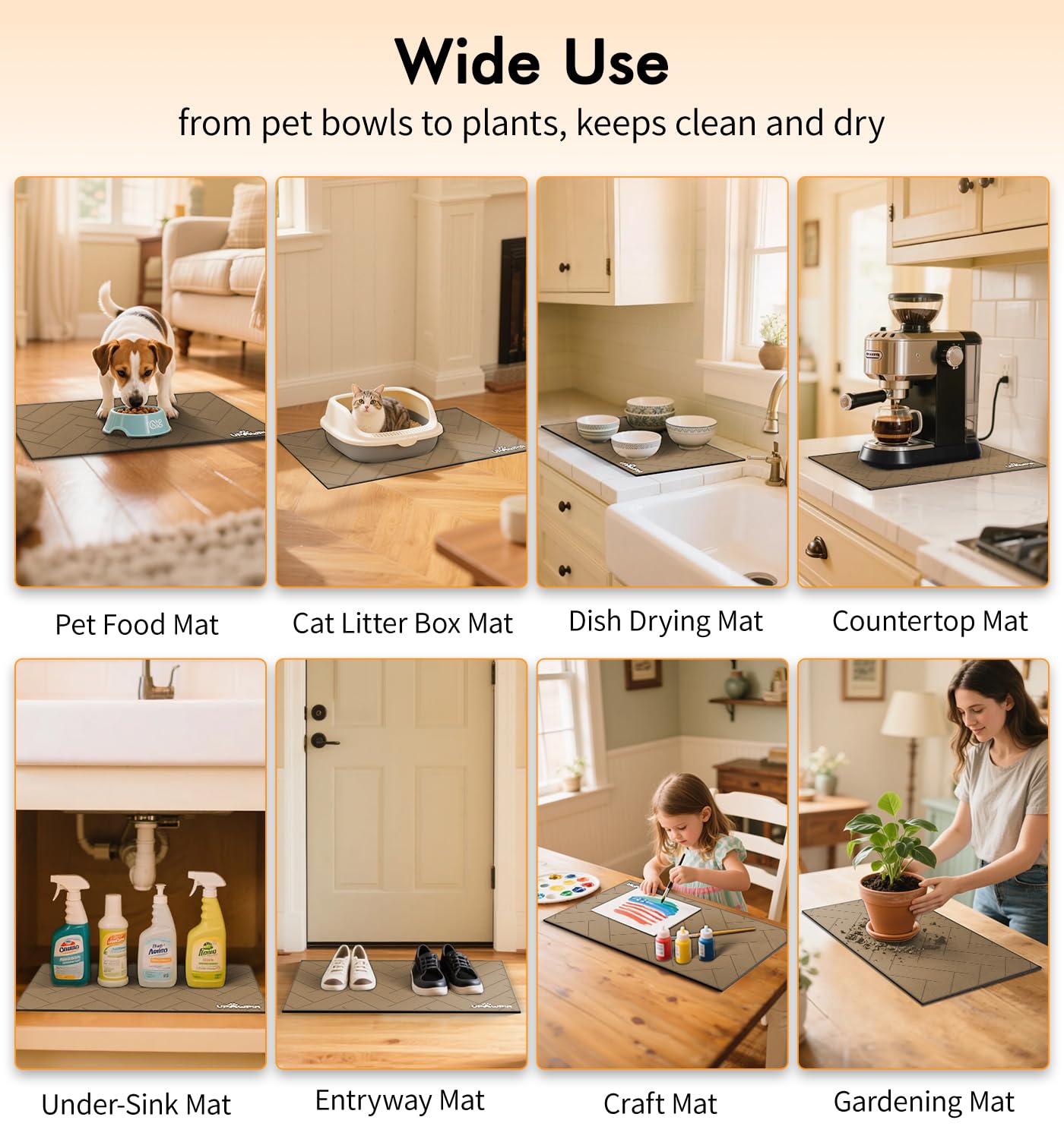 UPAWPIA pet food mat durable for cats and dogs during meals.