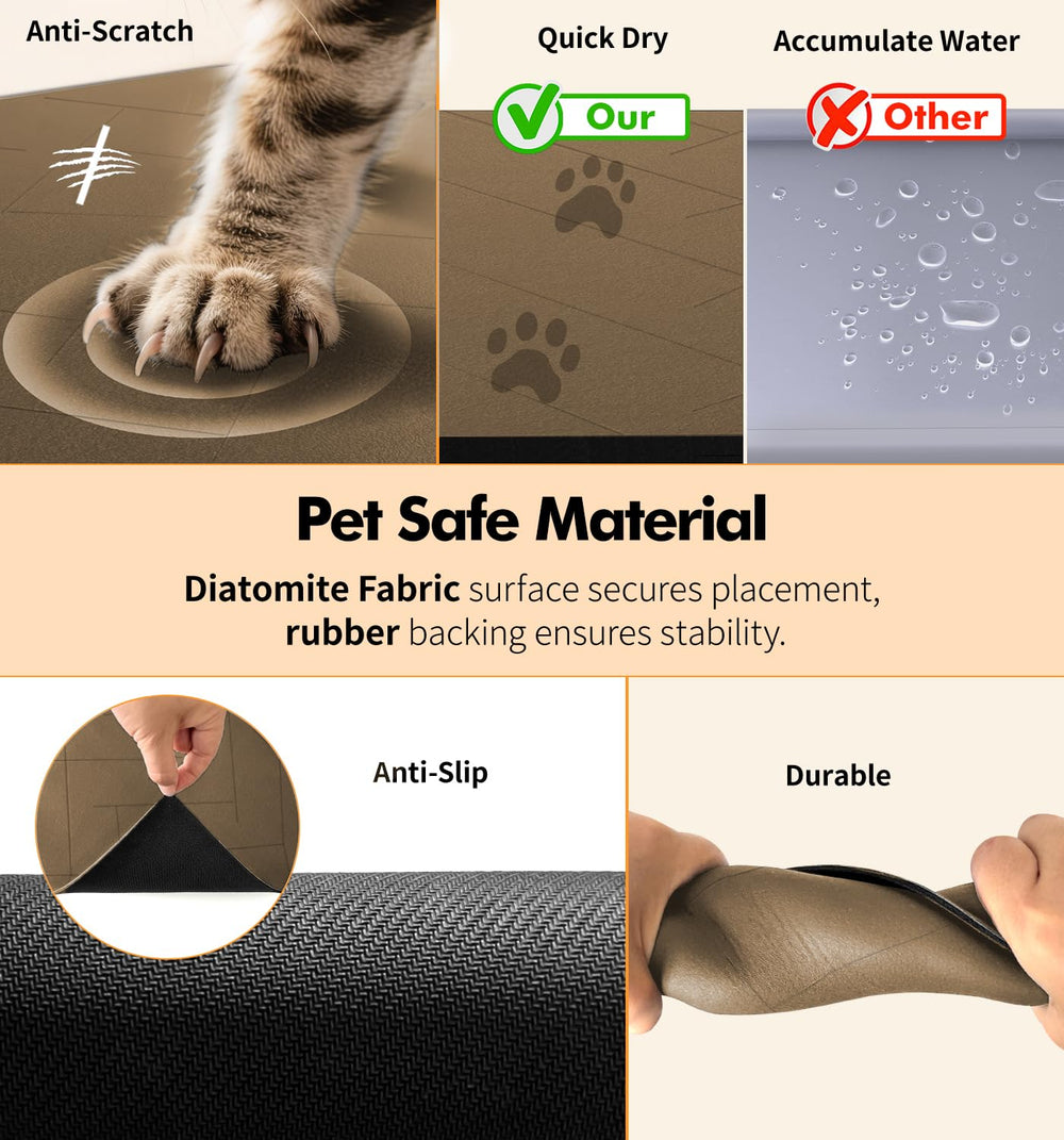 UPAWPIA pet food mat leak-proof-layer protects floors from spills.