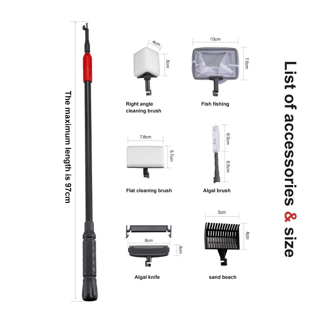 UPETTOOLS Aquarium Clean Tool 180-degree-rotation-brush cleans corners thoroughly.