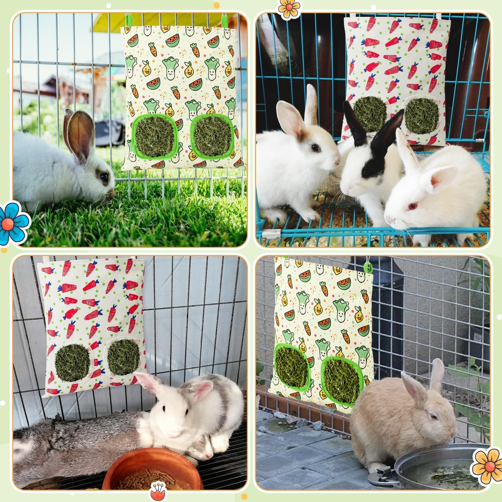 UPINS feeder in use reduces hay waste in the cage