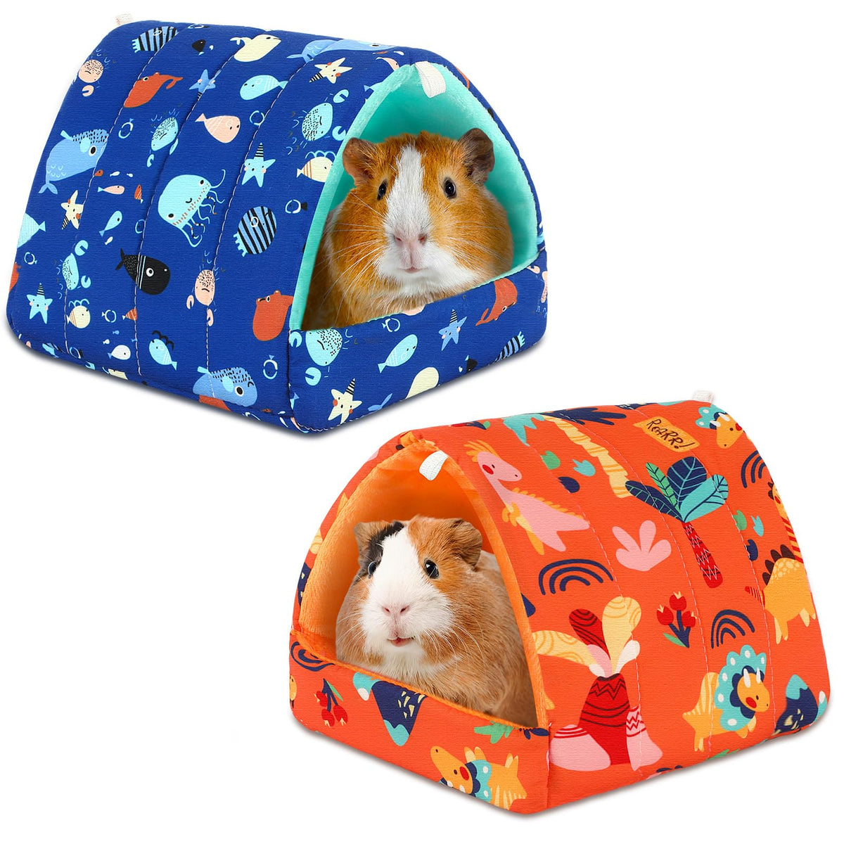 UPINS guinea pig bed house soft fleece interior ensures cozy warmth.