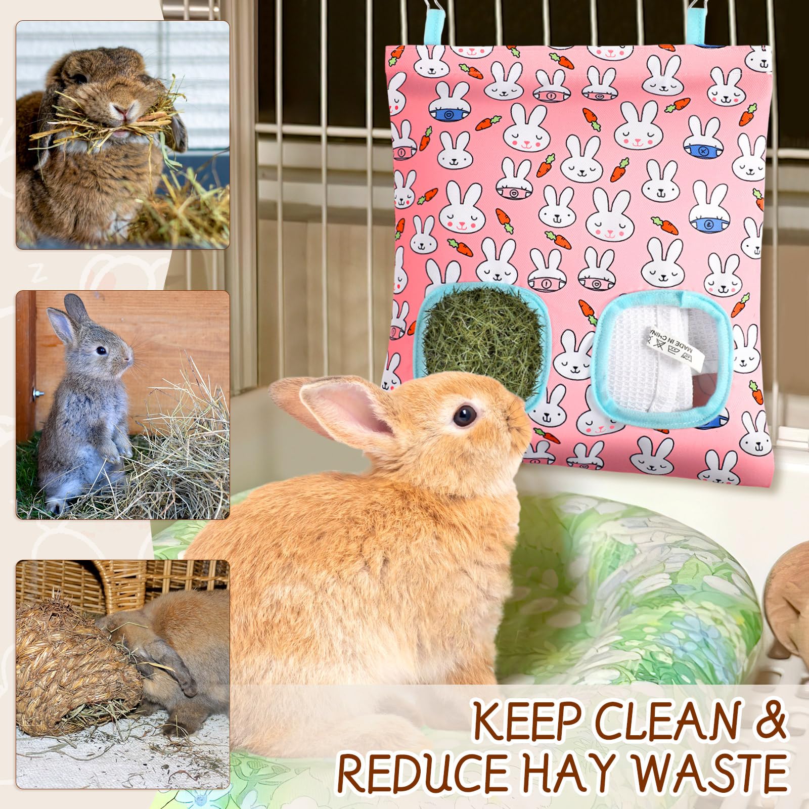 UPINS light color hay bag keeps feeding visible and tidy.