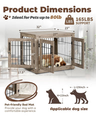 Upolana dog crate furniture three-doors entry enables easy daily access.