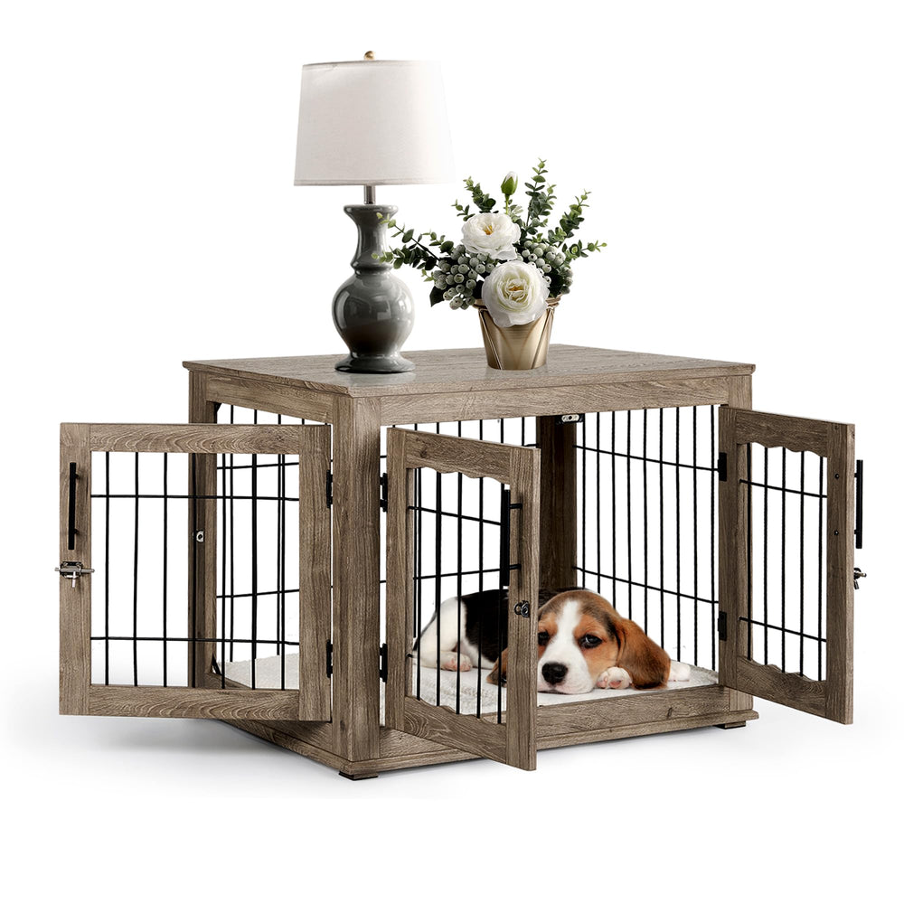 Upolana dog crate furniture 32in side table wooden design adds living room organization.
