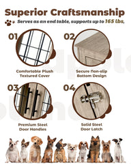 Upolana dog crate furniture bed pad inside provides cozy rest for dogs.