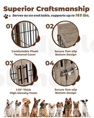 Upolana dog crate furniture top surface decor space for plants or lamps.