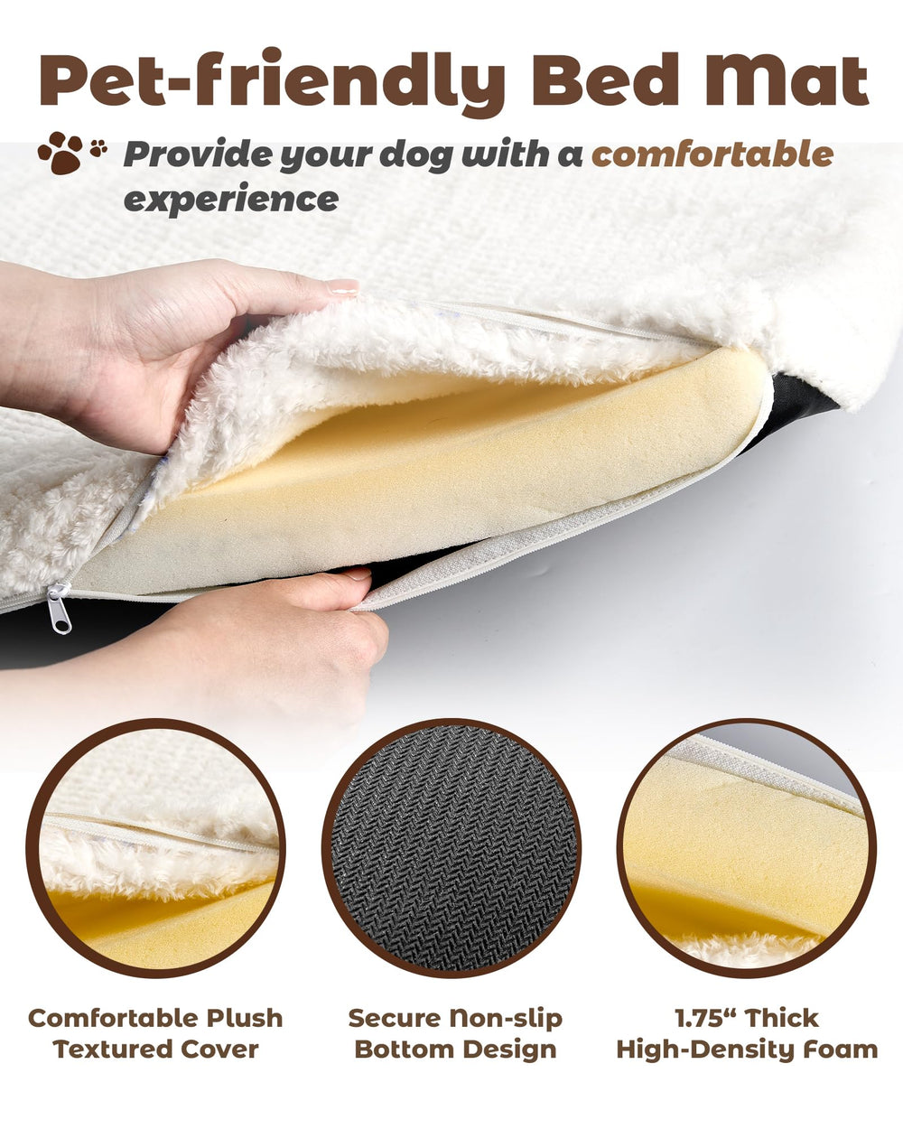 Upolana dog crate furniture wooden base prevents paw snag during entry.