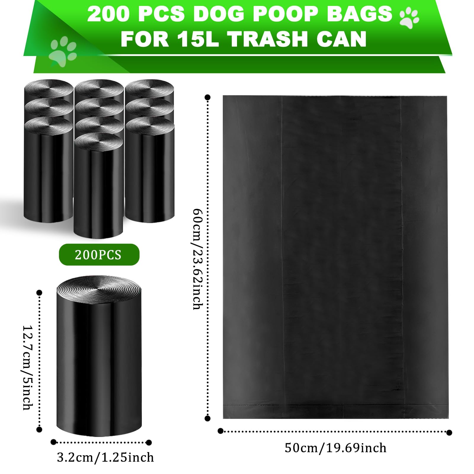 Uppcasir 200 black unscented dog waste bags 20 per roll for easy refills
