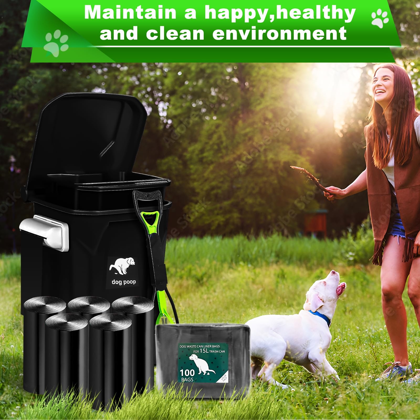 Uppcasir black waste bags for pet cleanup with sturdy containment