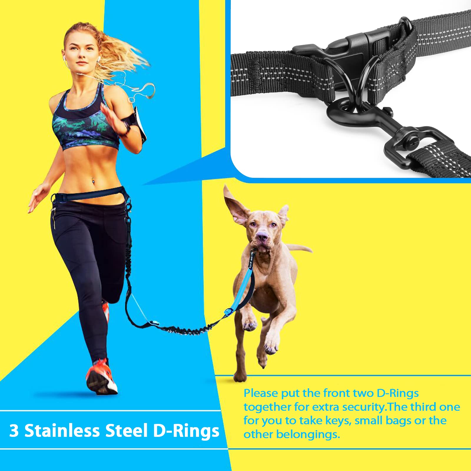 Uppetly adjustable waist belt image shows 27–55 inch range for comfortable hands-free walks.