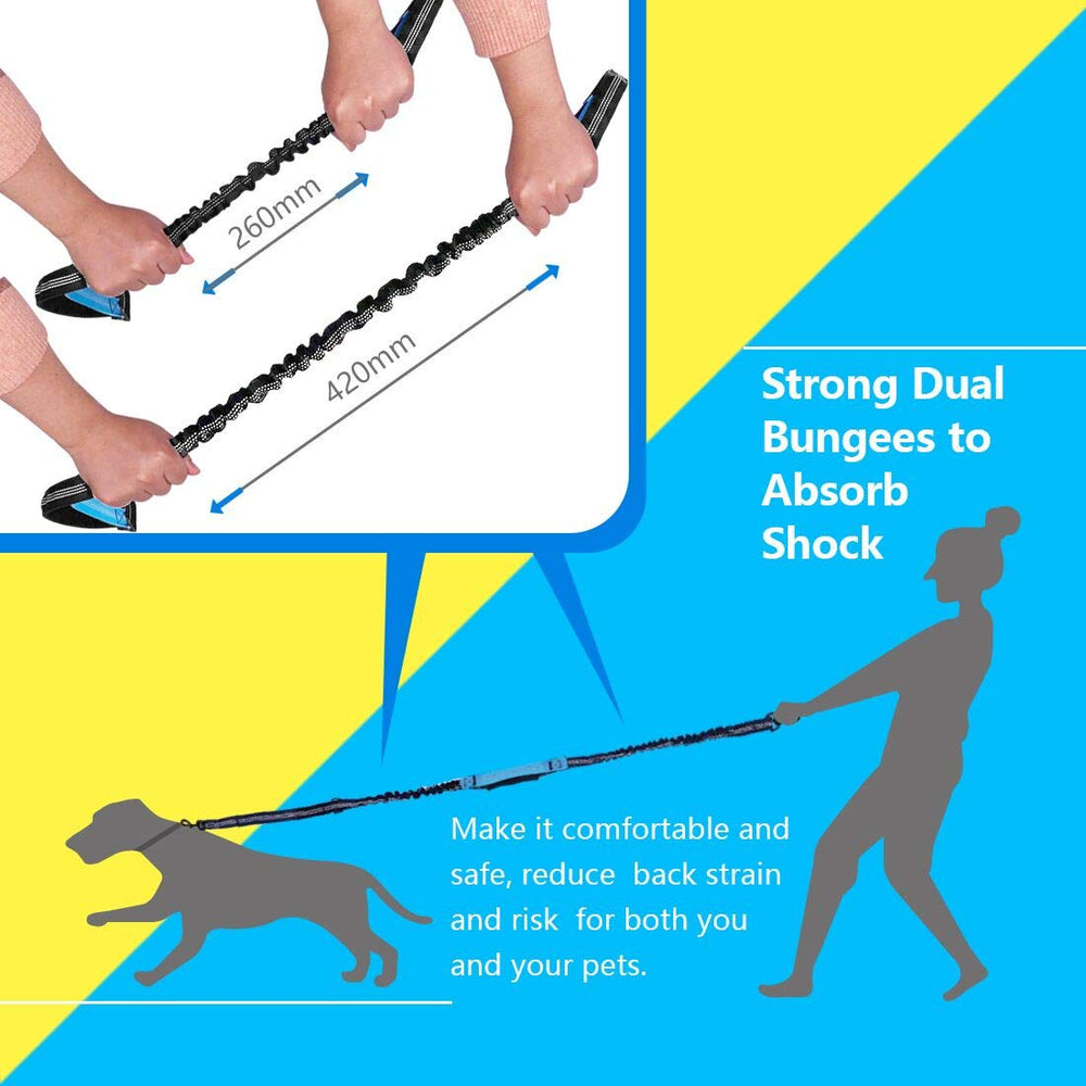 uppetly elastic-bungee-leash absorbs shocks up to 50 lb.