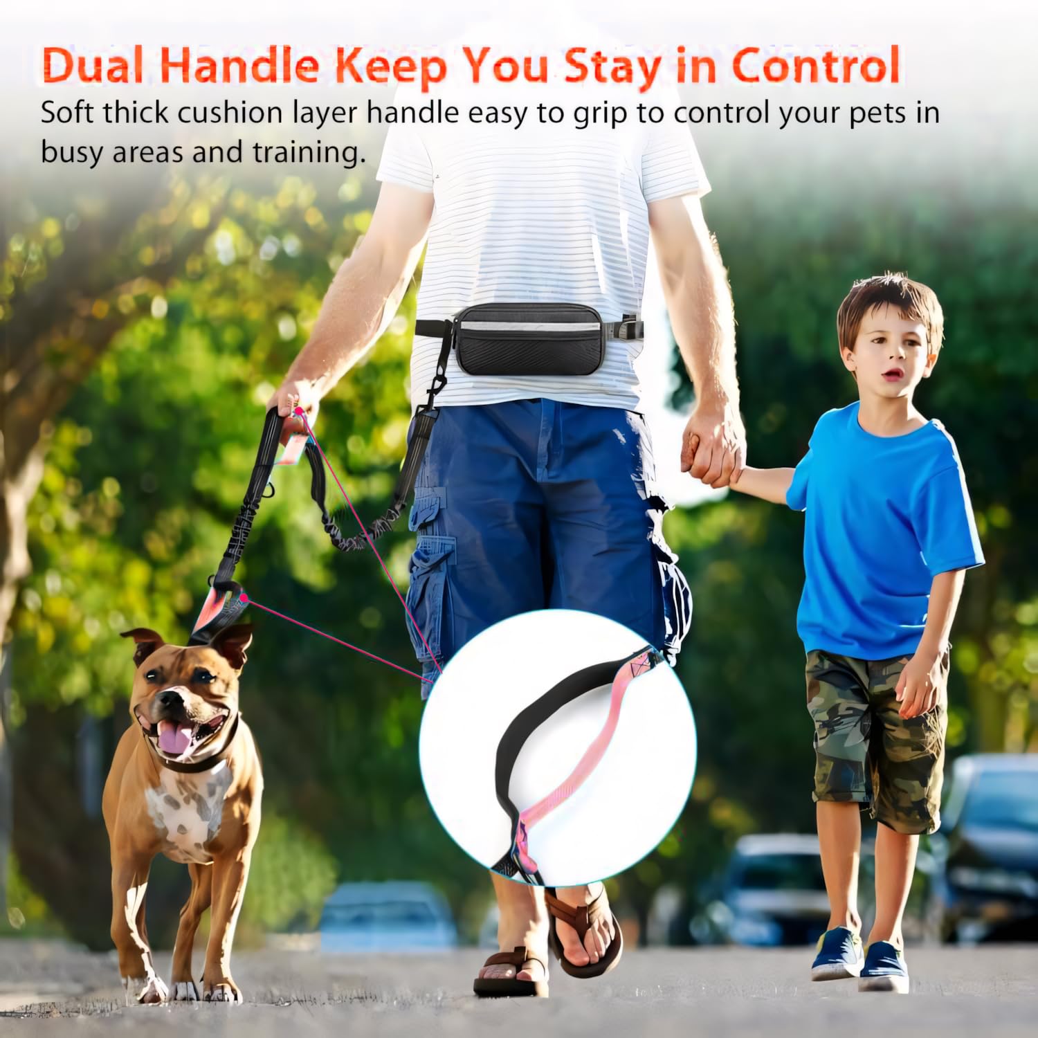 Uppetly large pink leash increases visibility and stylish daytime use